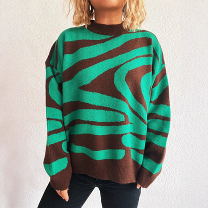 Damen Oversized Pullover Zebra Muster Kuschel Norvielle