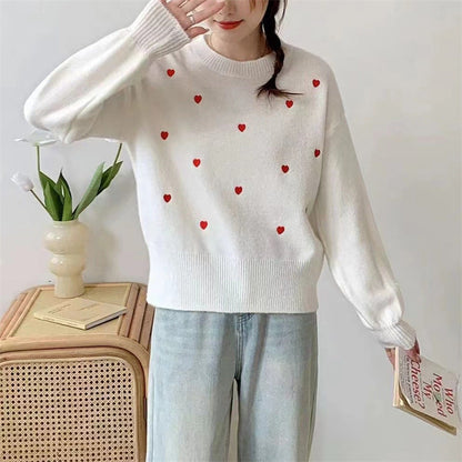 Damen Pullover Herz-Motiv Lässiger Schnitt Norvielle - Norvielle