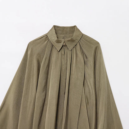 Damen Bluse Plissee Stehkragen Elegantes Design
