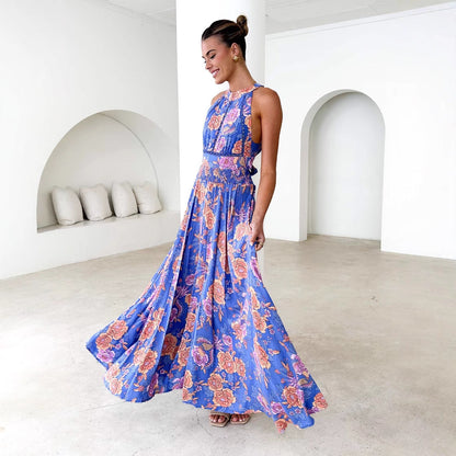 Damen Maxikleid mit Blumenmuster Racerback