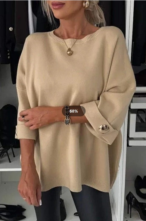 Damen Strickpullover Weit Ärmel Norvielle