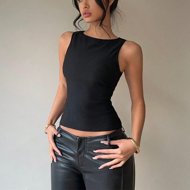 Damen Ärmelloses Asymmetrisch Elegantes Design Schwarz - Norvielle
