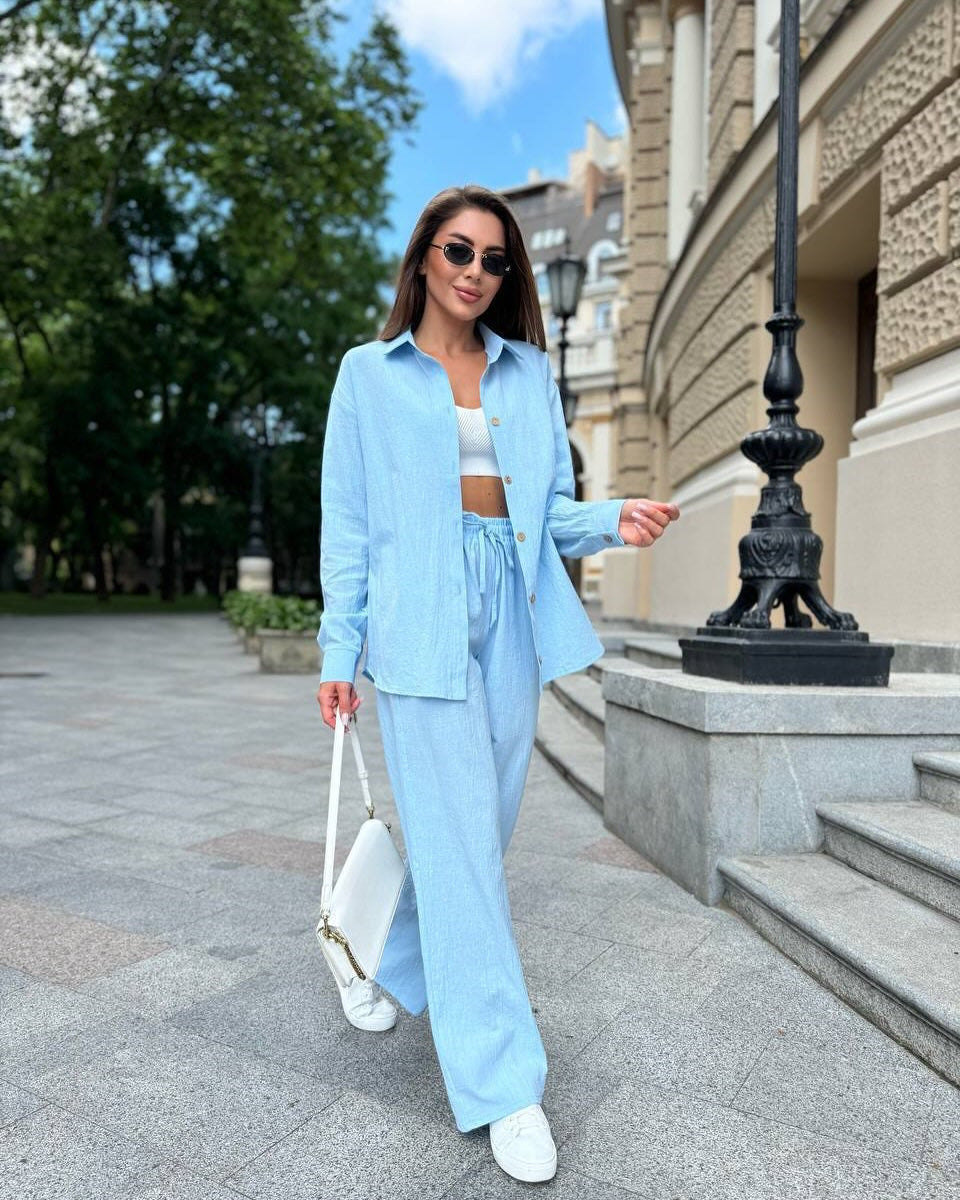 Damen Kombination Bluse Hosen Norvielle