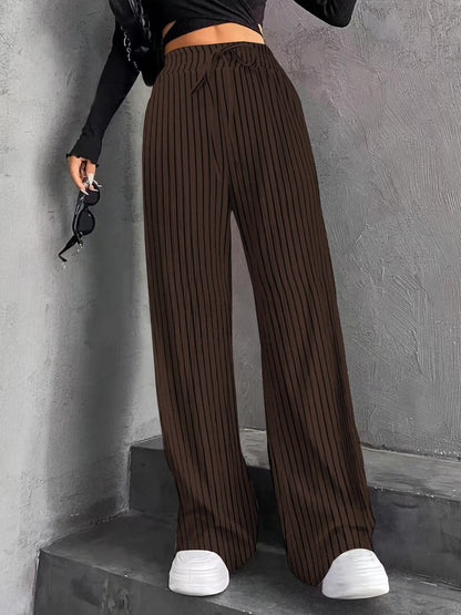 Damen Plissee-Hose Weit Elastischer Bund