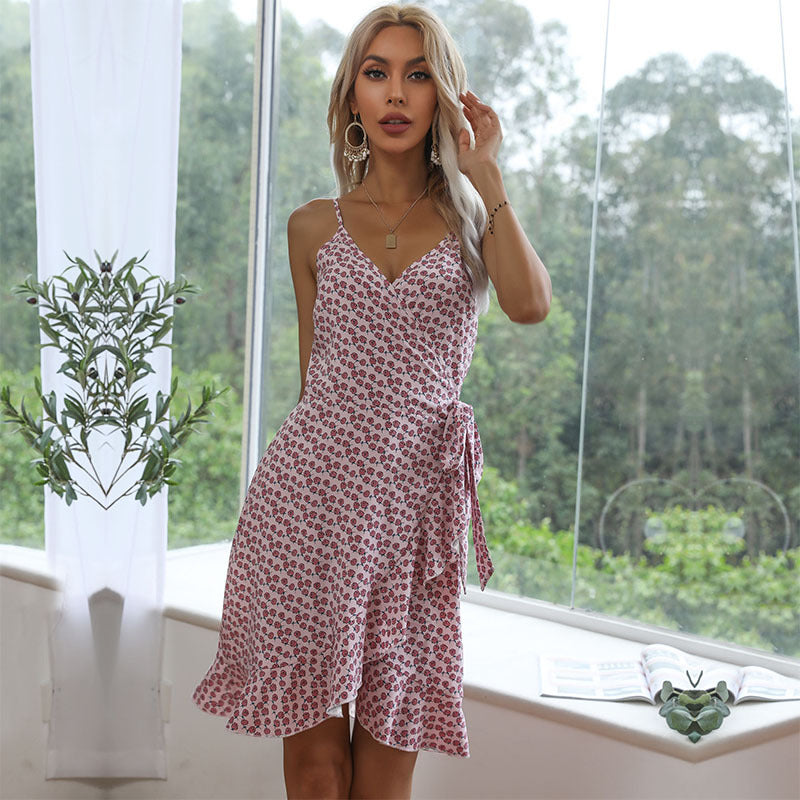 Damen Wickelkleid Flora Asymmetrisch Rüschen Norvielle