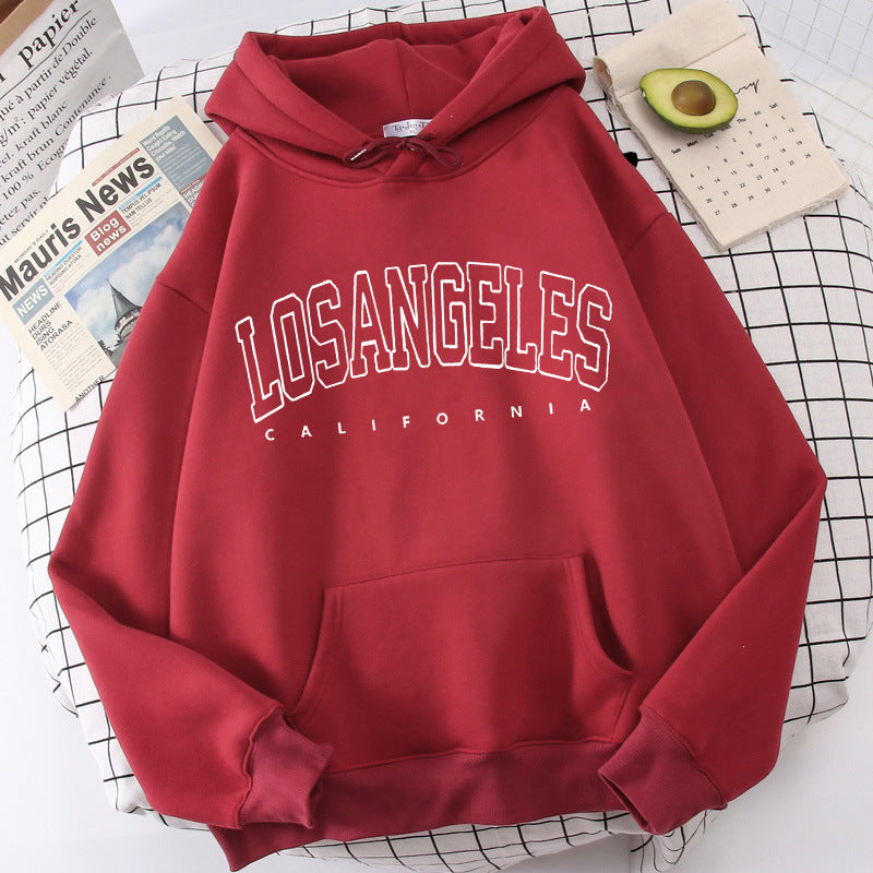 Damen Kapuzenpullover Los Angeles Print Weites Design