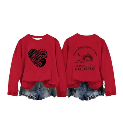 Damen Sweatshirt Großes Herzmotiv Norvielle