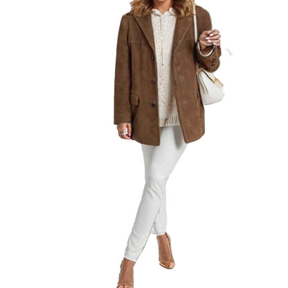 Damen Wildlederjacke Lässige Passform Norvielle