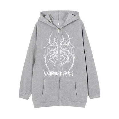 Damen Langarm Kapuzenjacke Spinnenmotiv Norvielle