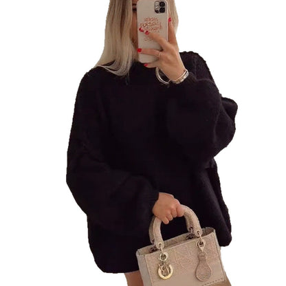 Damen Oversized Strickpullover Weiches Material Voluminöse Ärmel
