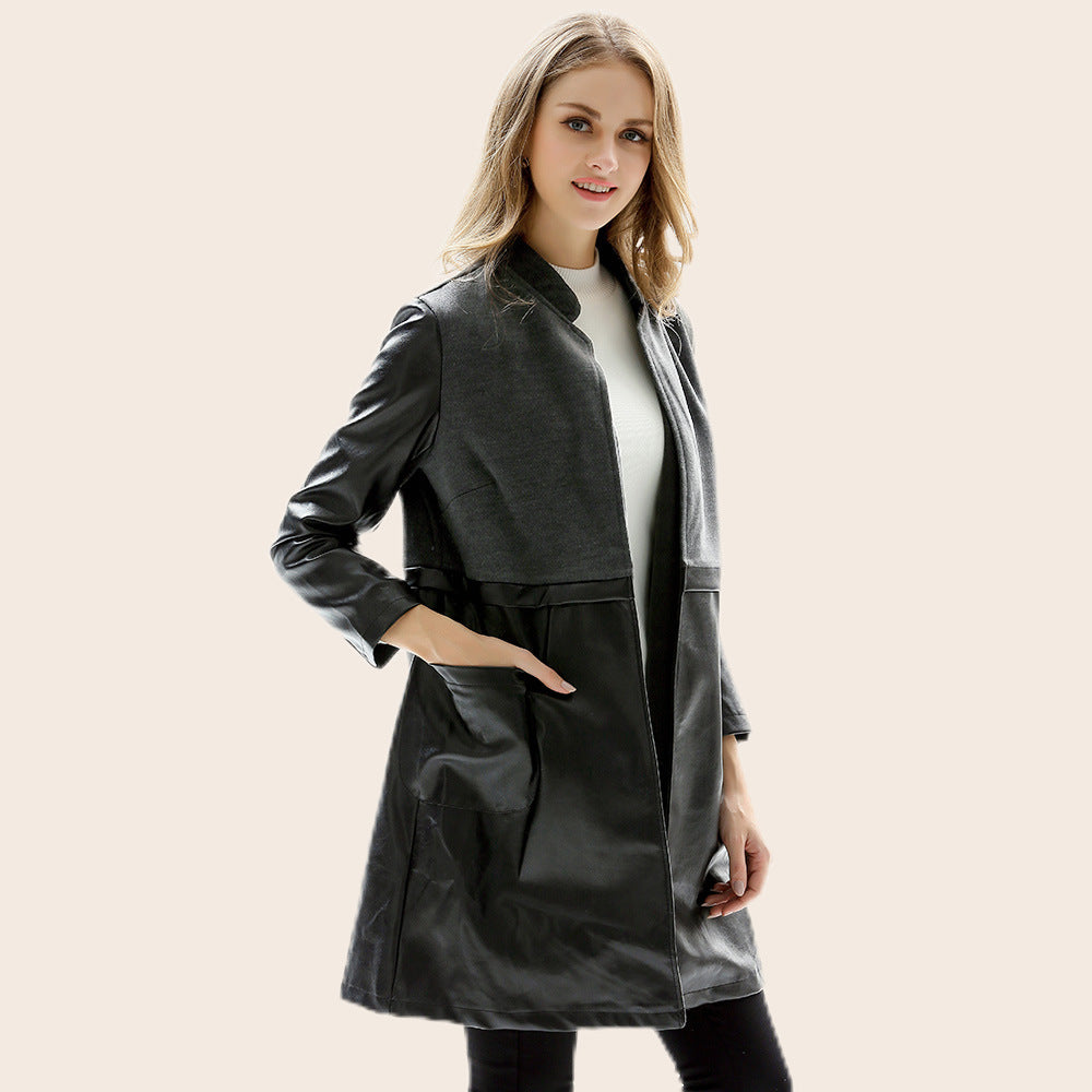 Damen Kunstlederjacke Taillierte Optik