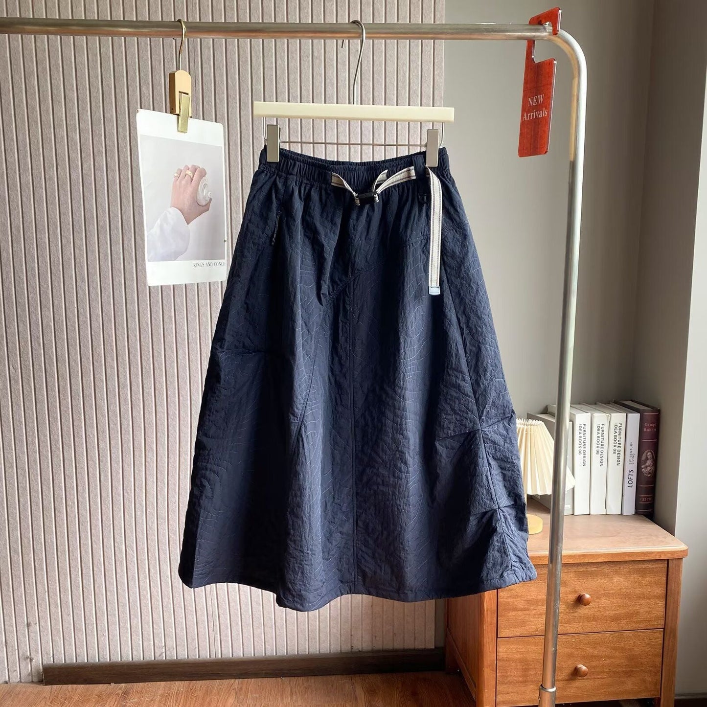 Damen Midirock mit Gummizug und Taschen Norvielle