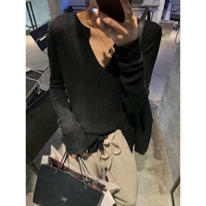 Damen Grobstrickpullover V-Ausschnitt Länge Ärmel Norvielle