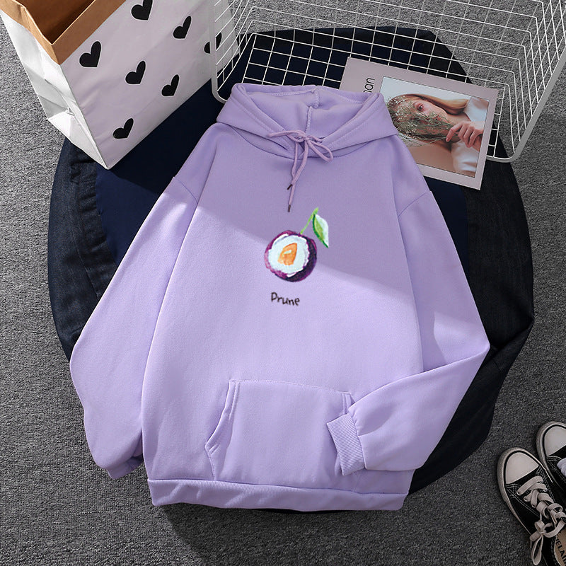 Damen Hoodie Fruchtiges Melonenmotiv Baumwolle Grün