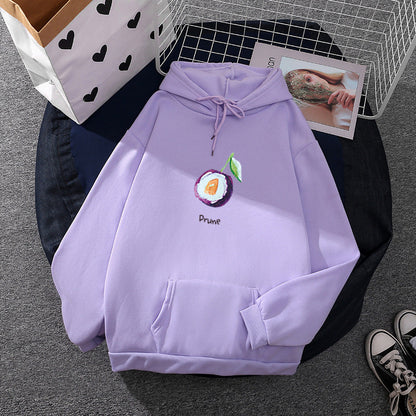 Damen Hoodie Fruchtiges Melonenmotiv Baumwolle Grün
