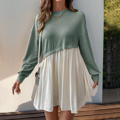 Damen Sweatkleid Farbblockdesign Lässig
