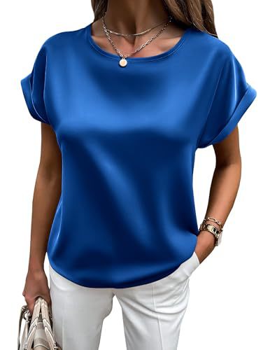 Damen Satin T-Shirt Umschlag Ärmel