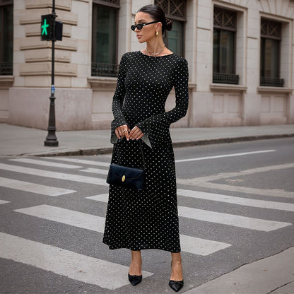 Damen Maxi-Kleid Punkte-Dessin Ärmel Norvielle - Norvielle