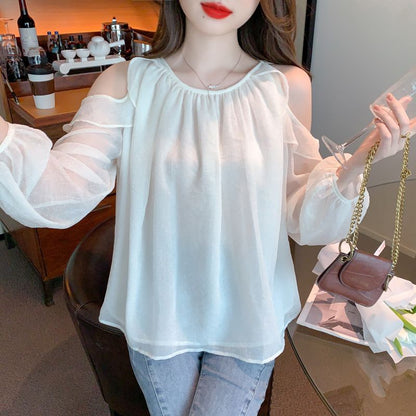 Damen Bluse Offene Schultern Rüschendetails Norvielle - Norvielle