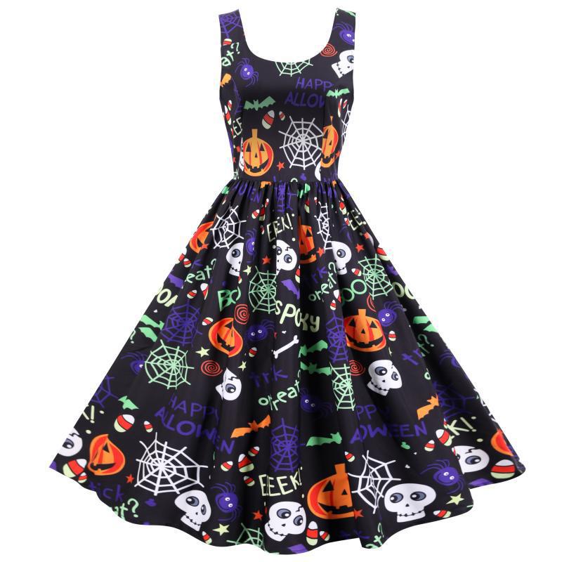 Damen Halloween-Kleid A-Linie Schwarz - Norvielle