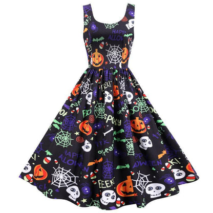 Damen Halloween-Kleid A-Linie Schwarz - Norvielle