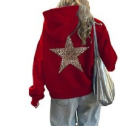 Damen Kapuzenpullover Glitzerndes Sternmotiv Norvielle