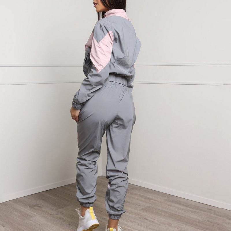 Damen Sportanzug Elastisch Farbblockdesign Norvielle