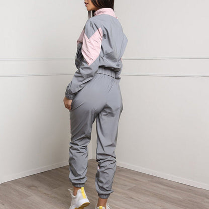 Damen Sportanzug Elastisch Farbblockdesign Norvielle