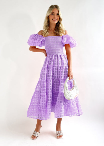 Damen Maxi-Kleid Puffärmel Elastisch Norvielle