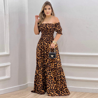 Damen Maxikleid Schulterfrei Rüschendetails Norvielle