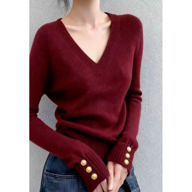 Damen Pullover V-Ausschnitt Fein Norvielle Elegantes Design