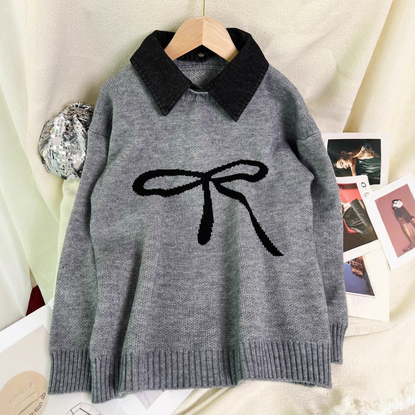 Damen Pullover Schleifenmuster Weich Norvielle - Norvielle
