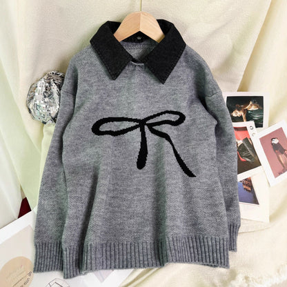 Damen Pullover Schleifenmuster Weich Norvielle - Norvielle