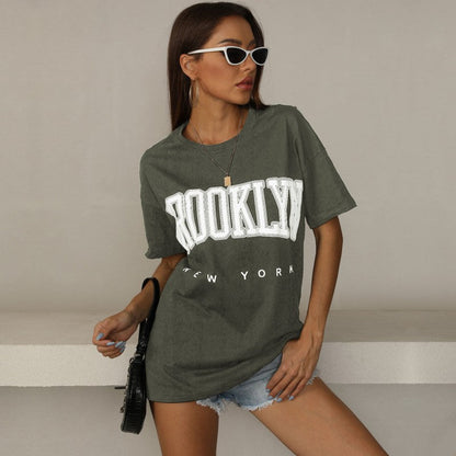 Damen Oversized T-Shirt Brooklyn-Print Norvielle