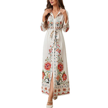Damen Maxikleid Bluse Stickdesign Norvielle