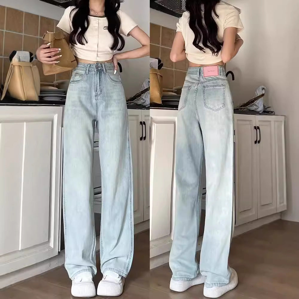 Damen High-Waist Jeans Weite Passform Bequem Norvielle - Norvielle