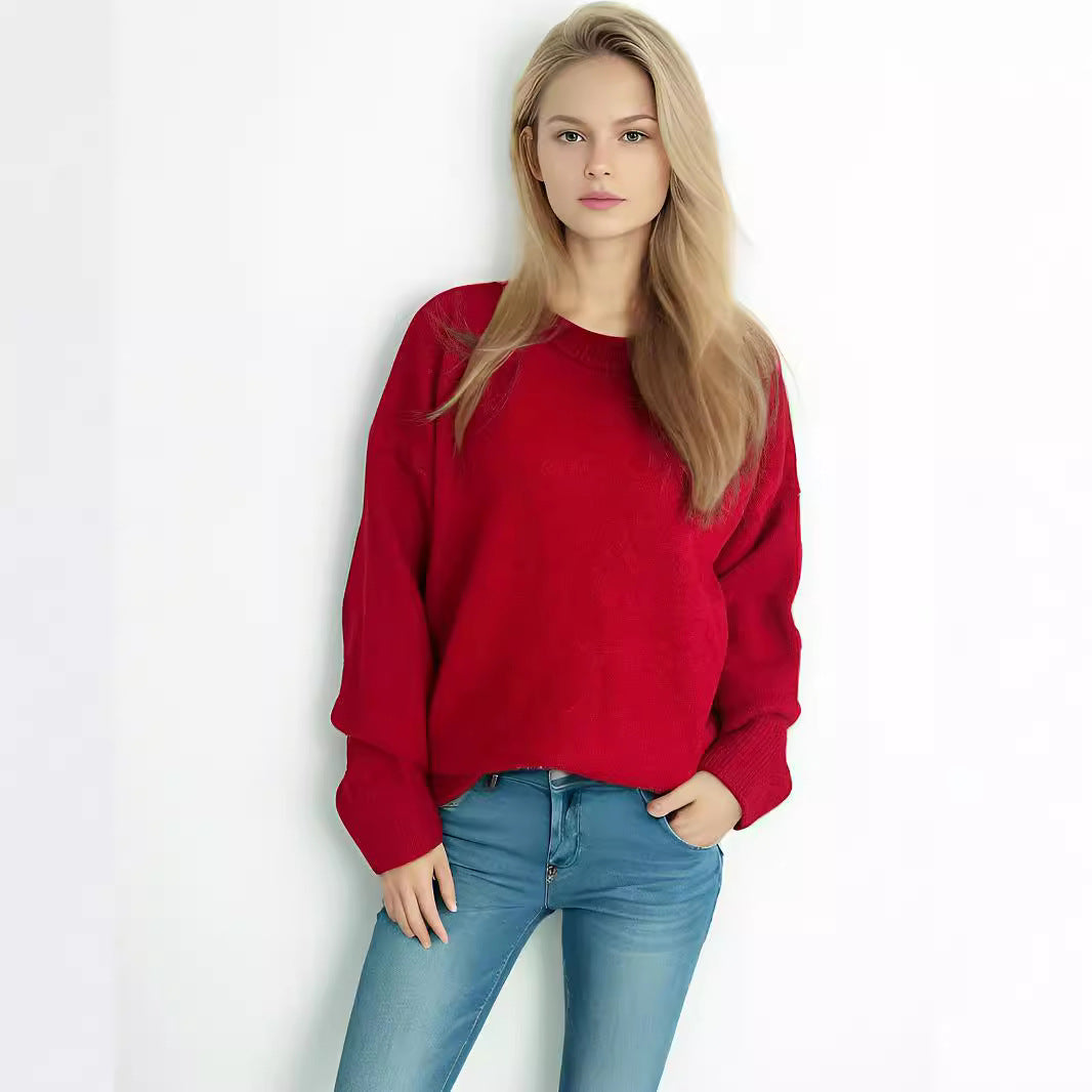 Damen Oversized Strickpullover Weicher Baumwollmix Lässiger Schnitt