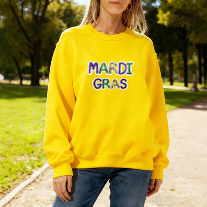 Damen Sweatshirt Mardi Gras Schriftzug Leicht Norvielle