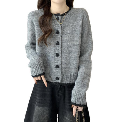 Damen Strickjacke Herzknöpfe Norvielle