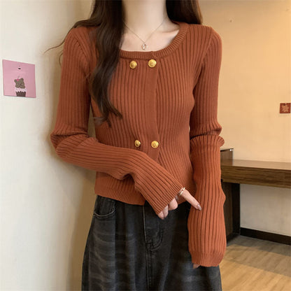 Damen Cardigan aus Strickstoff mit Knöpfen Dunkelblau