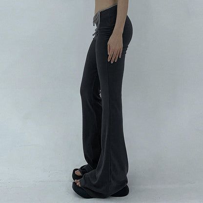Damen Yoga-Hose Elastischer Bund Gerippter Stoff
