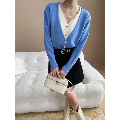 Damen Strickcardigan V-Ausschnitt Norvielle Kuschelig Beige