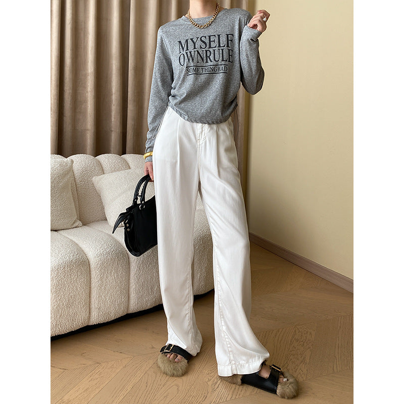 Damen Langarm T-Shirt Lässig Weiß Norvielle