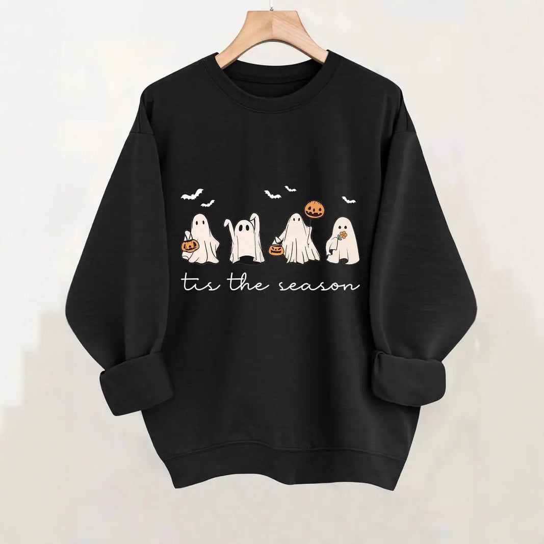 Damen Sweatshirt Halloween Motiv Lässig Schwarz - Norvielle