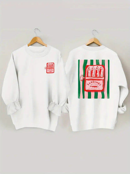 Damen Sweatshirt Sardinen-Grafik Lässig Norvielle