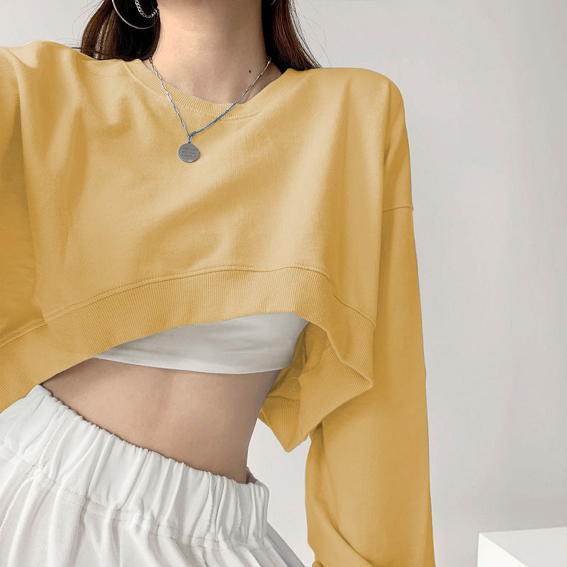 Damen Crop-Sweatshirt Weite Ärmel Modischer Schnitt