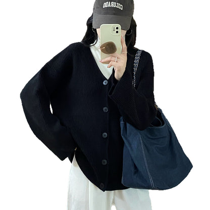 Damen Grobstrickjacke Lässiger Schnitt Tiefärmel Norvielle