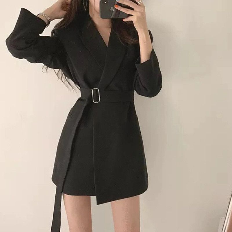 Damen Blazer-Kleid Tailliert Gürtel Norvielle