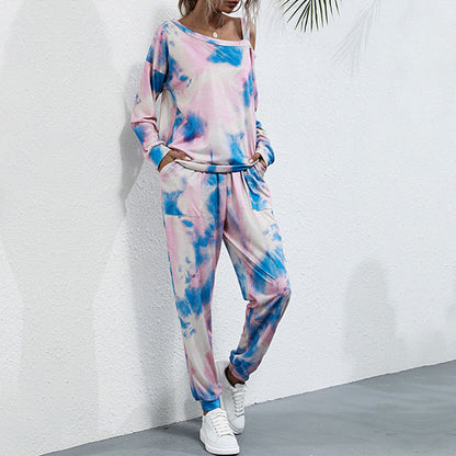 Damen Sportliches Zweiteiler-Set Tie-Dye-Design - Norvielle