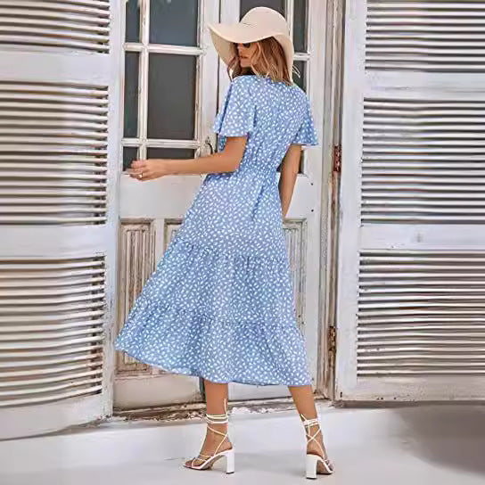 Damen Maxikleid A-Linie Rüschendetails